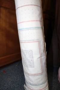 lot 842 image: Fabric Bolt - White with square pattern