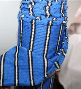 lot 841 image: Fabric Bolt - Blue with white and black stripe