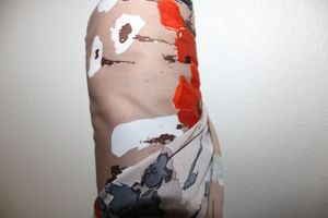 lot 861 image: Fabric Bolt - Tan with flowers