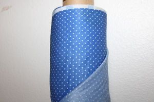 lot 856 image: Fabric Bolt - Blue with white polka dots