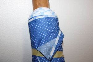 lot 859 image: Fabric Bolt - Blue with white polka dots