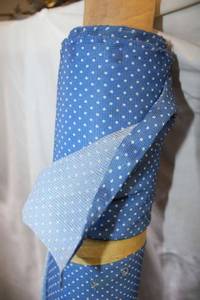lot 858 image: Fabric Bolt - Blue with white polka dots