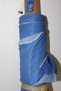 lot 863 image: Fabric Bolt - Blue with white polka dots