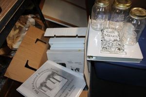 lot 960 image: Recipe Books and Mason jars
