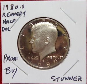 lot 55 image: 1980 S Kennedy Half Dollar Proof