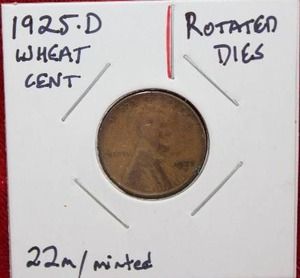 lot 110 image: ERROR 1925 D Wheat Cent