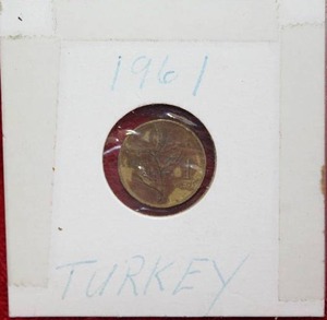 lot 121 image: 1961 Turkish 1 Kurus Coin