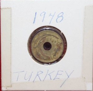 lot 158 image: 1948 Turkish 1 Kurus Coin
