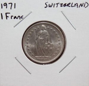lot 276 image: 1971 Switzerland 1 Franc Coin