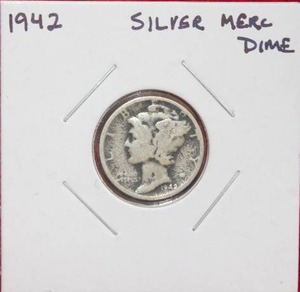 lot 16 image: Silver 1942 Mercury Dime