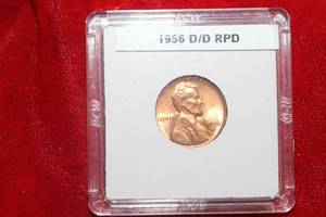 lot 25 image: ERROR 1956 DD Lincoln Wheat Cent Red Luster