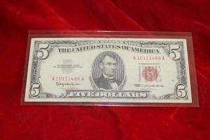lot 250 image: 1963 Red Seal $5 Note