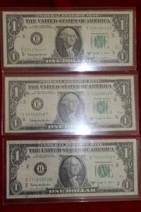 lot 87 image: Three 1963 B Joseph W. Barr $1 Notes