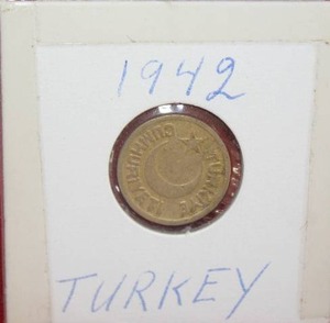 lot 188 image: 1942 Turkish 10 Para Coin