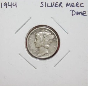 lot 49 image: Silver 1944 Mercury Dime
