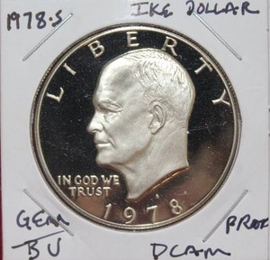lot 252 image: 1978 S Eisenhower Ike Dollar Proof Deep Cameo