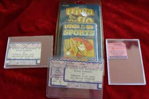lot 388 image: Sports Trivia Cards and Texas Rangers Ticket Stubs