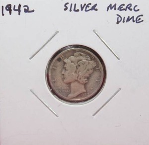 lot 419 image: Silver 1942 Mercury Dime