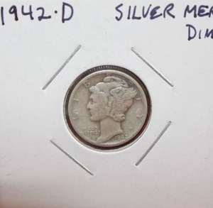 lot 447 image: Silver 1942 D Mercury Dime