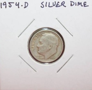 lot 438 image: Silver 1954 D Roosevelt Dime