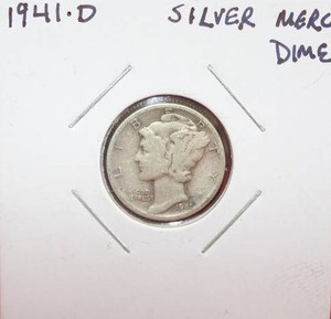 lot 346 image: Silver 1941 Mercury Dime