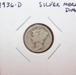 lot 336 image: Silver 1936 D Mercury Dime