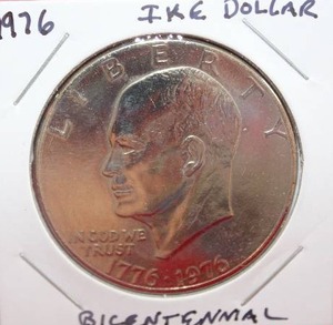 lot 328 image: 1976 Bicentennial Eisenhower Ike Dollar