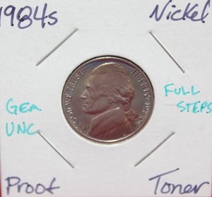lot 244 image: 1984 S Jefferson Nickel Proof FULL STEPS Toner