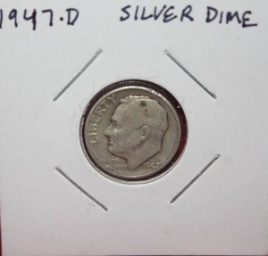 lot 161 image: Silver 1947 D Roosevelt Dime