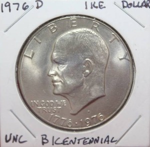 lot 122 image: Bicentennial 1976 D Eisenhower IKE Dollar