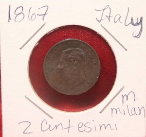 lot 99 image: 1867 M Italian 2 Centesimi