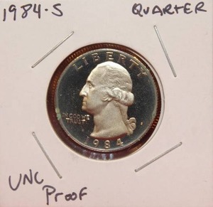 lot 37 image: 1984 S Washington Quarter Proof Cameo