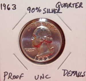 lot 22 image: Silver 1963 Washington Quarter Proof