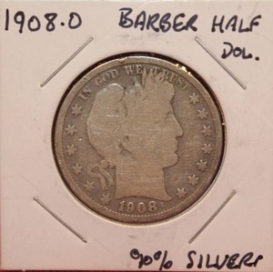 lot 5 image: Rare Silver 1908 O Barber Half Dollar