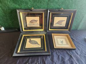 lot 30 image: Selection of 4 framed and matted bird artwork