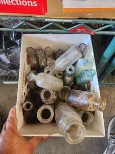 lot 78 image: Box of vintage-antique bottles