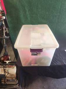 lot 81 image: Bin full of Valentine decor.