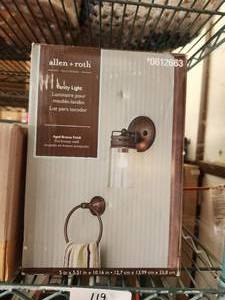 lot 119 image: Selection of 2 Allen & Roth aged bronze finish vanity lights