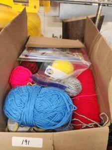 lot 191 image: Box of knitting supplies
