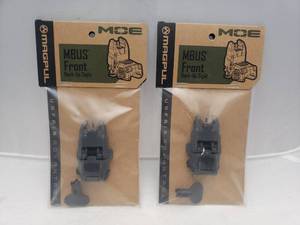 lot 710 image: MAGPUL Gen2 MBUS Front Back Up Sight   Stealth Grey - QUANTITY 2 - BID IS TIMES THE QUANTITY