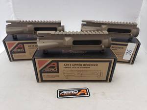 lot 76 image: Aero Precision AR15 Stripped Upper Receiver   FDE Cerakote - QUANTITY 3 - BID IS TIMES THE QUANTITY