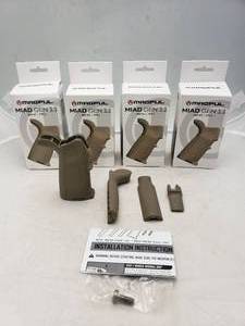 lot 789 image: MAGPUL MIAD Gen 1.1 Grip Kit for 7.62 Receivers   Dark Earth - QUANTITY 4 - BID IS TIMES THE QUANTITY