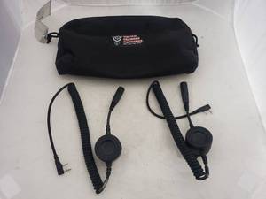 lot 1408 image: Lot of 2 tactical Command Industries Push to Talk Adapters w Carry Bag