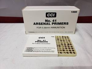 lot 1204 image: CCI No. 41 Arsenal Primers for 5.56 Ammo - 1,000 Primers