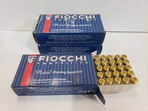 lot 1367 image: Fiocchi Pistol Shooting Dynamics 40 S&W 170gr FMJTC Flat Nose Ammo - 50 Rounds Per Box - QUANTITY 3 - BID IS TIMES THE QUANTITY