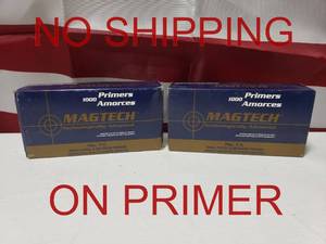 lot 1203 image: Magtech No. 1 12 Small Pistol & Revolver Primers. 1,000 Primers Per Box - QUANTITY 2 - BID IS TIMES THE QUANTITY