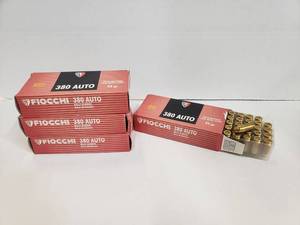 lot 1207 image: Fiocchi 380 Auto 95gr FMJ Ammo - 50 Rounds Per Box� - QUANTITY 4 - BID IS TIMES THE QUANTITY