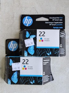 lot 187 image: Lot of 2 - HP 22 Tri-Color Ink Cartridges - NEW