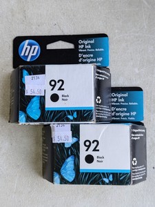 lot 188 image: Lot of 2 - HP 92 Black Ink Cartridge - NEW