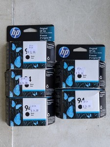 lot 193 image: Lot of 5 - HP 94 Black Ink Cartridges - NEW